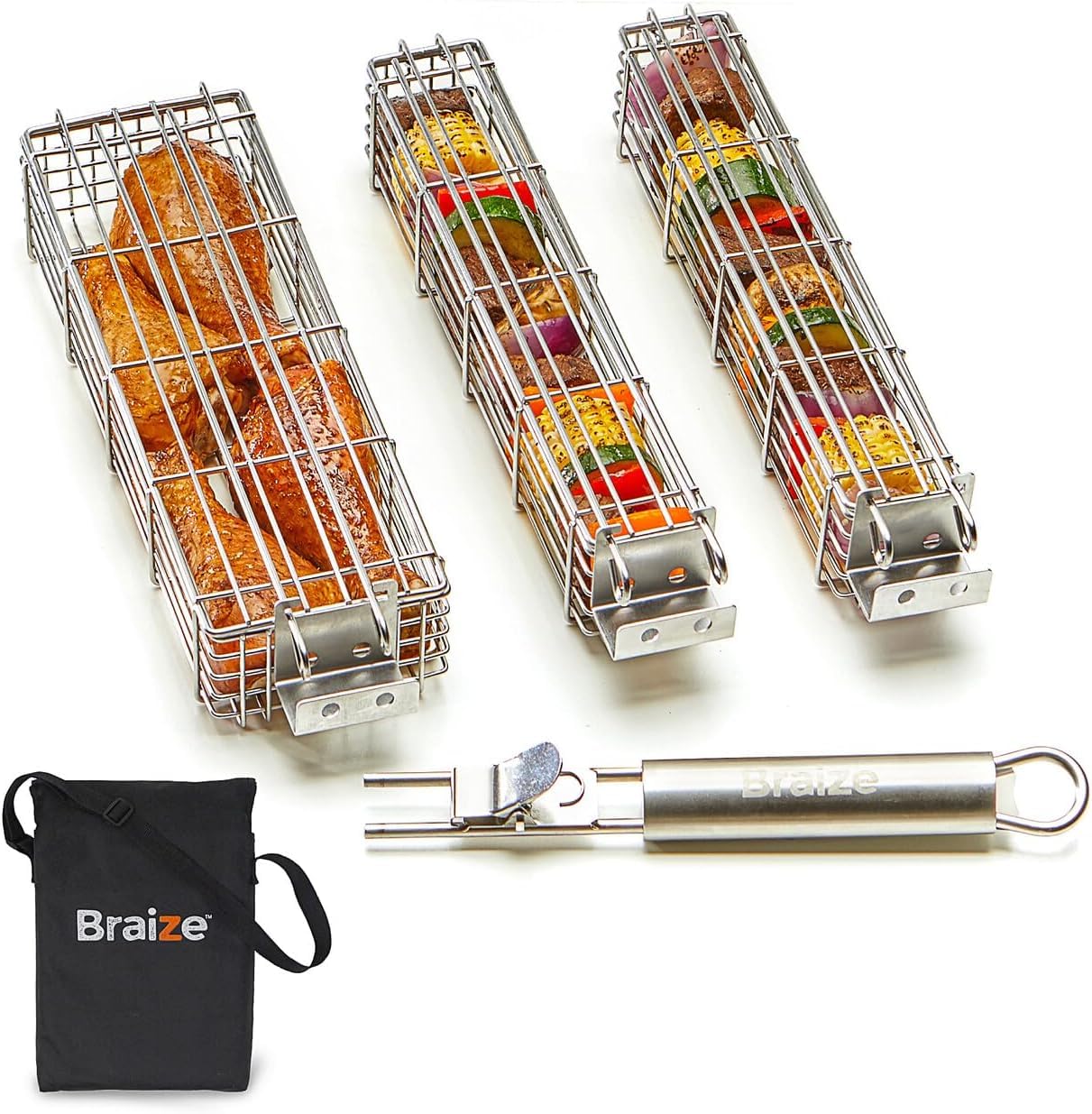 Amazon.com: Braize Large Kabob Grilling Basket with Removable